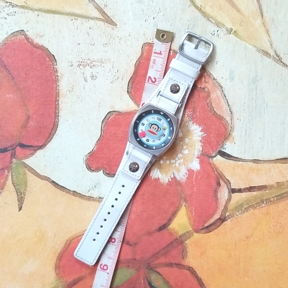 Y2k PAUL FRANKJulius & Friends Rare 70s Vibe White Wristband Chunky Analog main image 2